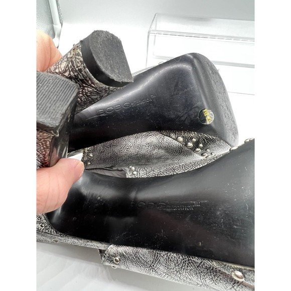 9.5 BCBGeneration Silver Studded Sling Back Sandal 4”+ High Heel Shoe Open Toe - Picture 8 of 9